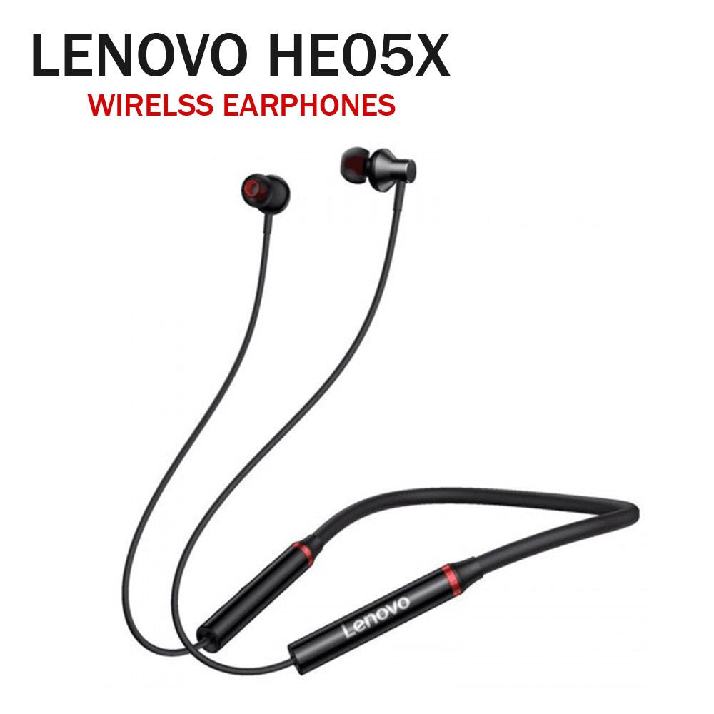 Best Original Lenovo HE05X Bluetooth HIFI Sound Magnetic Neckband Headphone In Pakistan