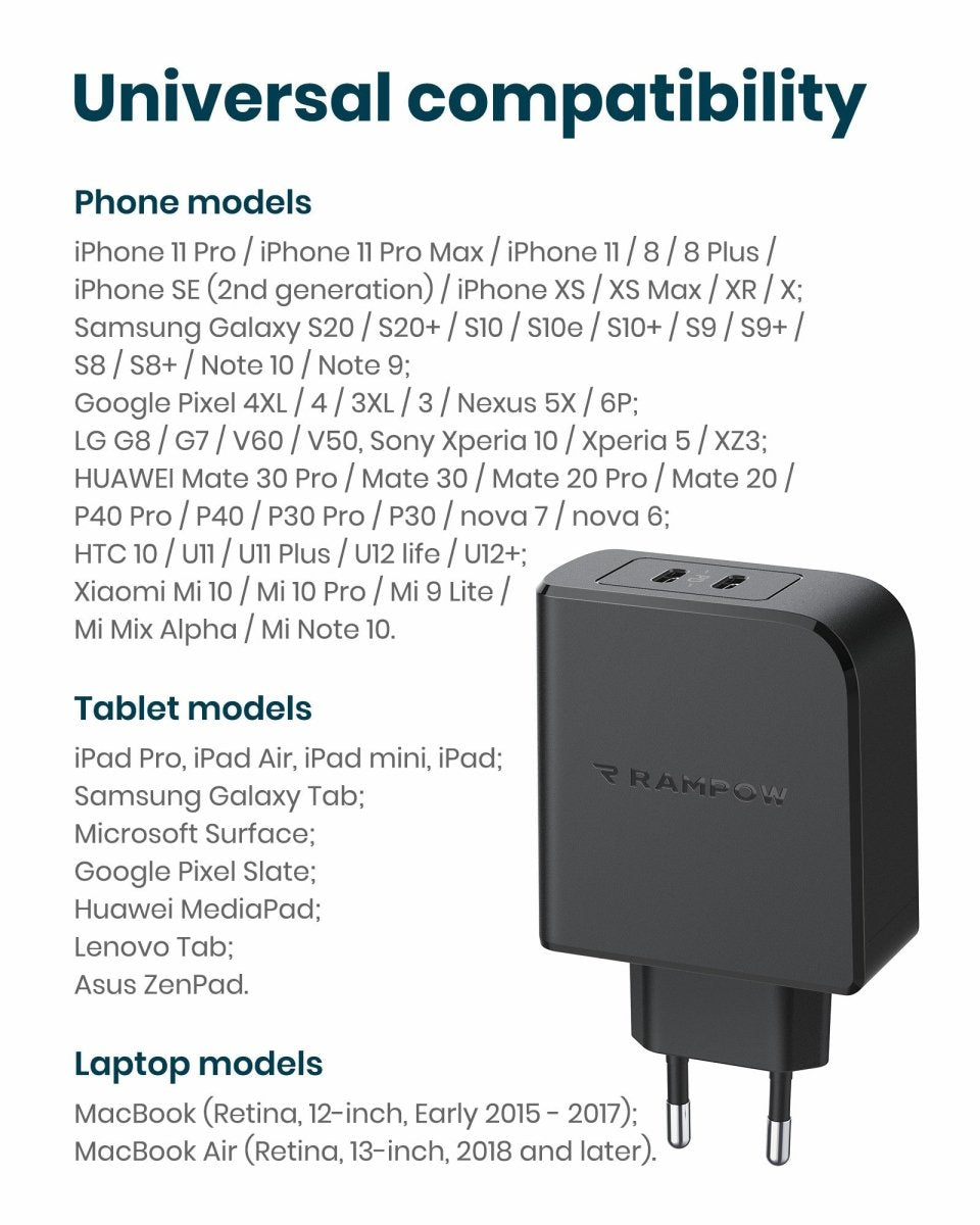 Best RAMPOW 36W Dual Port Type C Wall Charger In Pakistan