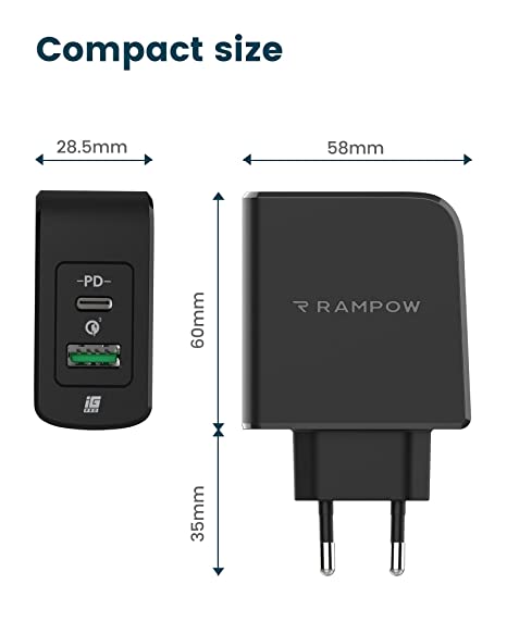 Best RAMPOW 36W Dual Port Type C Wall Charger In Pakistan